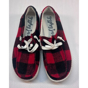 Red & Black Checkered Women's Shoes Size 7 (0407)